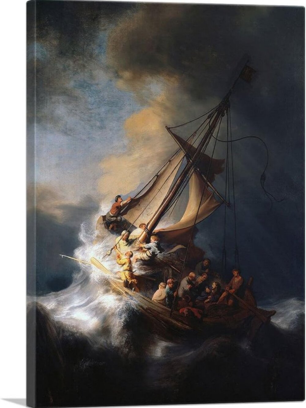 Framed Canvas Art Print of Christ in the Storm - 26x18 Giclee Wall Decor